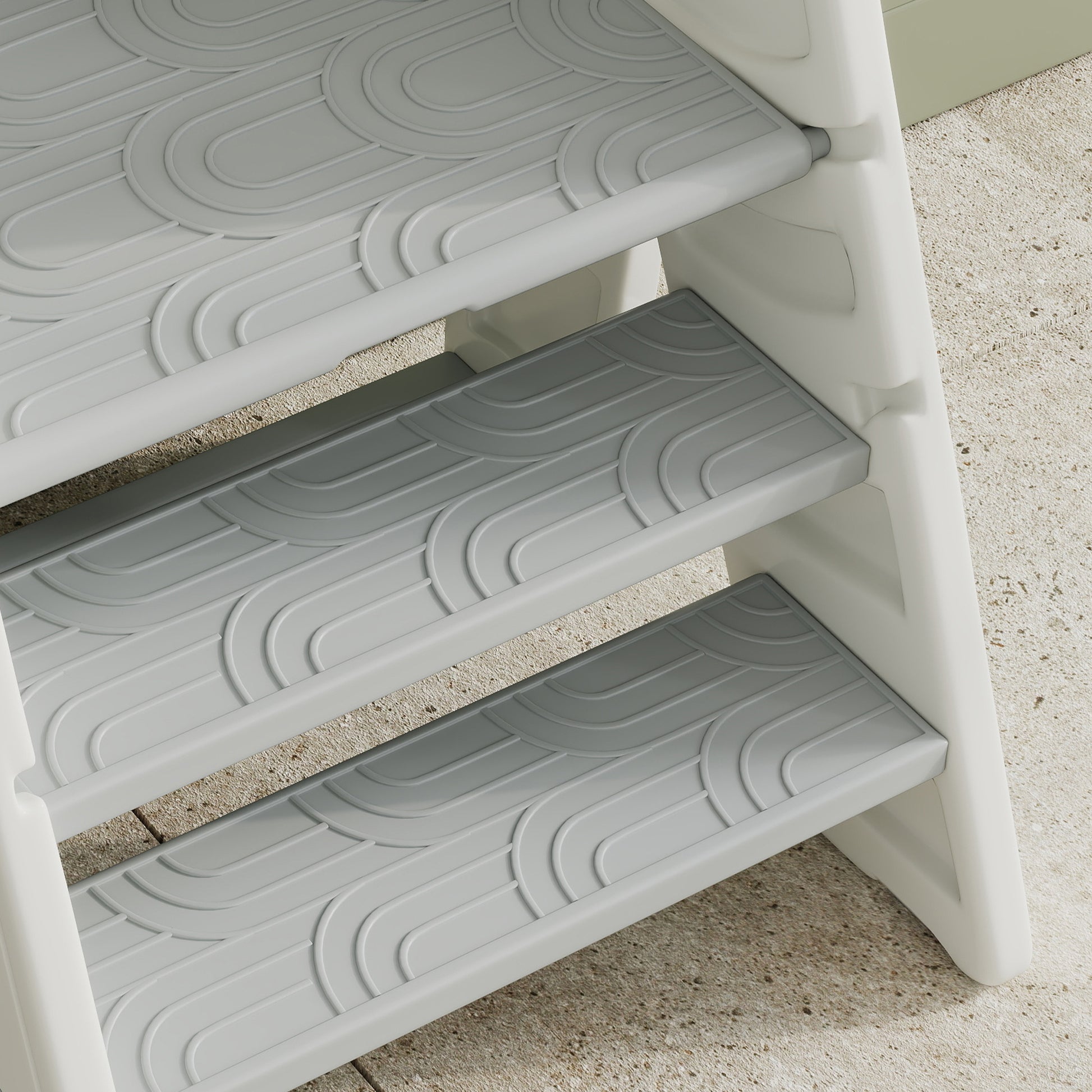 Children's Folding Stool Adjustable Learning Tower Step Stool for Children 18-60 Months old Non-Slip for Bathroom Kitchen Bookshelf Bedroom Gray and White