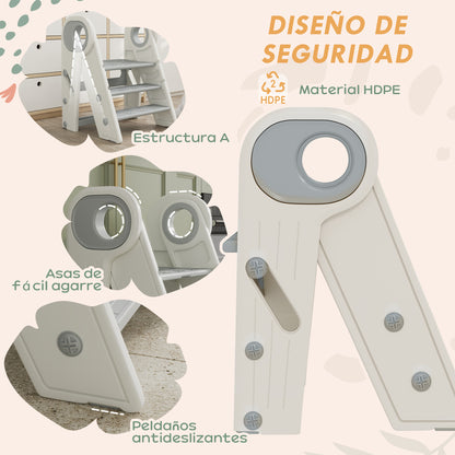 Children's Folding Stool Adjustable Learning Tower Step Stool for Children 18-60 Months old Non-Slip for Bathroom Kitchen Bookshelf Bedroom Gray and White