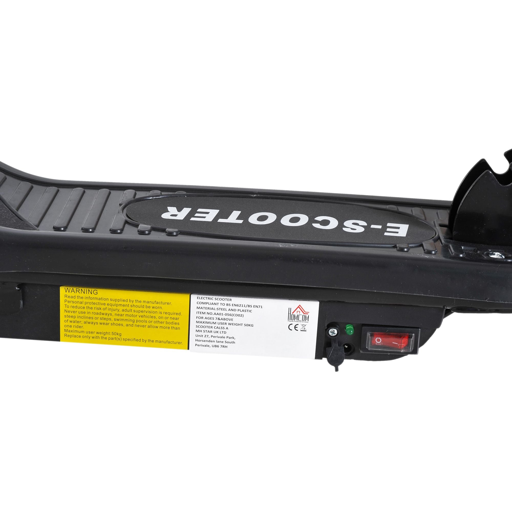 Electric Scooter for Kids 7+ Years Foldable Scooter with Adjustable Height Rechargeable 24V Battery Speed up to 12 km/h and Brake Load 50 kg 74x36x82.5-92.5 cm Black