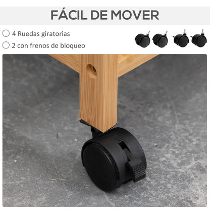 Bamboo Laundry Basket Dirty Clothes Basket with 2 Removable Fabric Bags Open Shelf 2 Side Handles and 4 Wheels 16.5x13.8x33.3 inches Gray