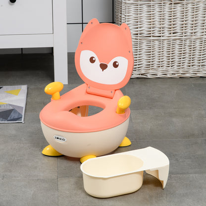 ZONEKIZ Kids Potty Training Toilet in Fox Design, Children's Toilet Seat with Backrest Removable Pot Handle Potty Chair for Toilet Training Potty Trainer for Toddlers 0.5 to 3 Years Pink