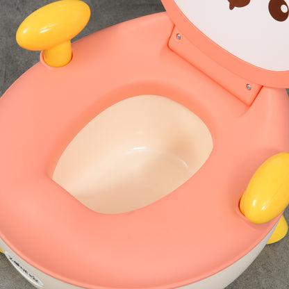 ZONEKIZ Kids Potty Training Toilet in Fox Design, Children's Toilet Seat with Backrest Removable Pot Handle Potty Chair for Toilet Training Potty Trainer for Toddlers 0.5 to 3 Years Pink