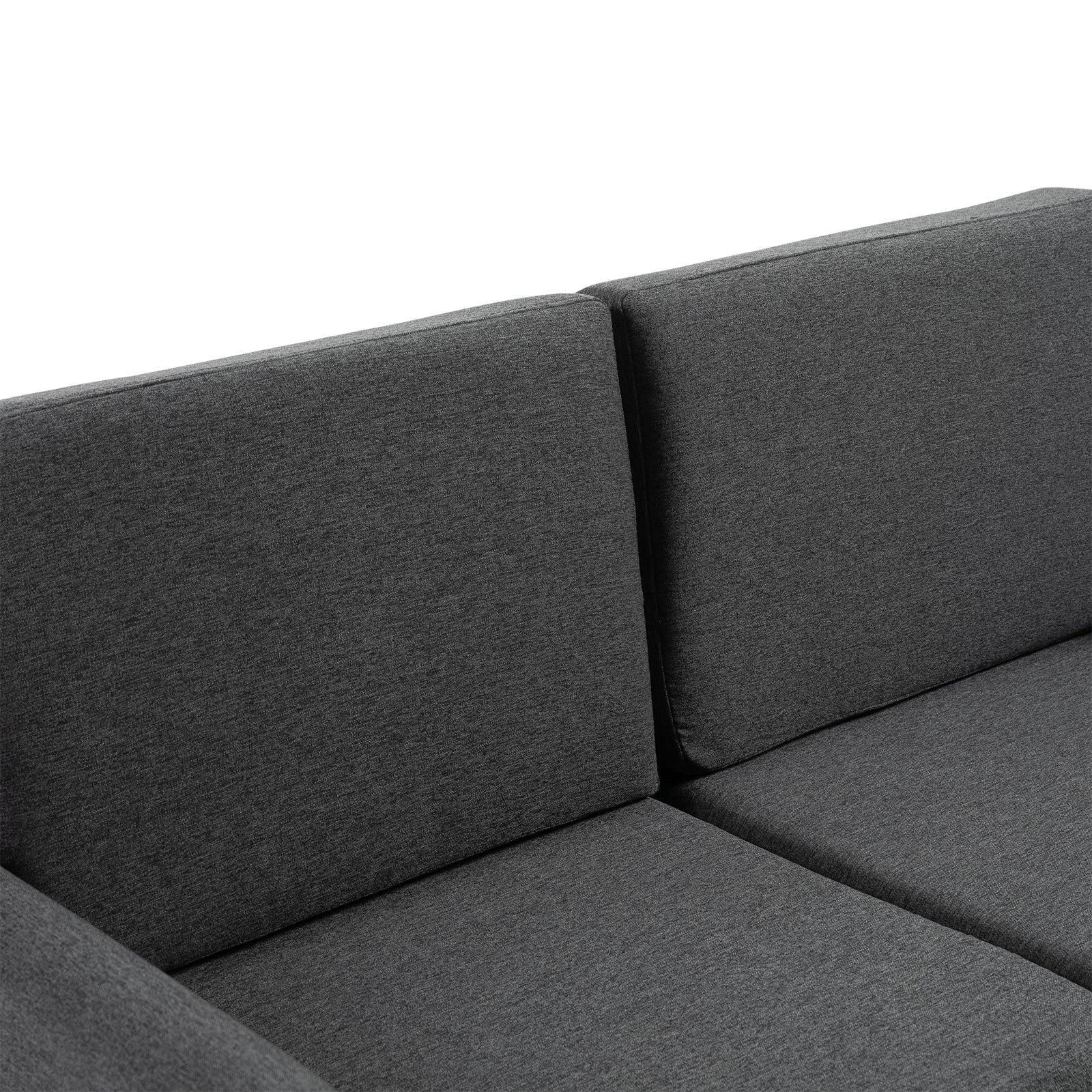 Wide Seat 2-Seater Sofa with Removable Cushions for Living Room in Linen Effect Fabric and Foam, 141x70x78 cm, Dark Gray and Black