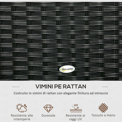 Garden Box in Rattan and Steel, Outdoor Container with Lid 95x60x53cm, Black