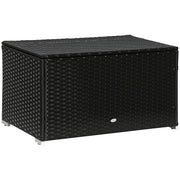 Garden Box in Rattan and Steel, Outdoor Container with Lid 95x60x53cm, Black