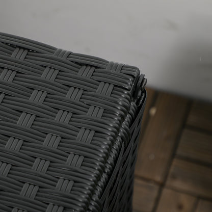 Garden Box in Rattan and Steel, Outdoor Container with Lid 95x60x53cm, Black