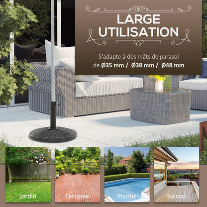 Round Parasol Base Weight Stand Ø 44.5 x 32 cm net weight 12.5 KG HDPE and black cement