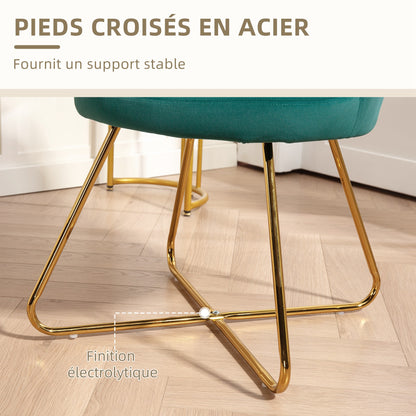 Shell Chair Velvet Dressing Chair Lounge Chair with Steel Legs for Living Room and Bedroom 69 x 64 x 80 cm Dark Green