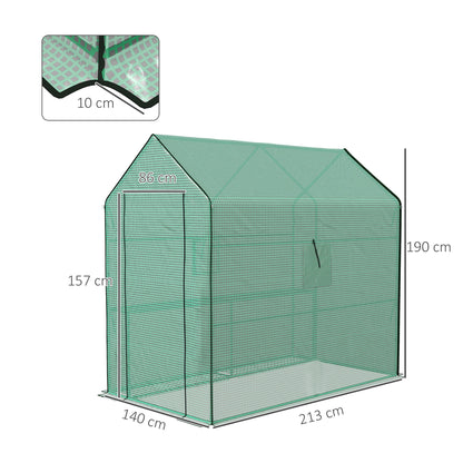 Replacement Greenhouse Cover with UV Protection, Side Window, Replacement Cover with Roll-Up Door, PE Cover for Tunnel Greenhouse, 140 x 213 x 190 cm, Green