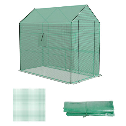 Replacement Greenhouse Cover with UV Protection, Side Window, Replacement Cover with Roll-Up Door, PE Cover for Tunnel Greenhouse, 140 x 213 x 190 cm, Green