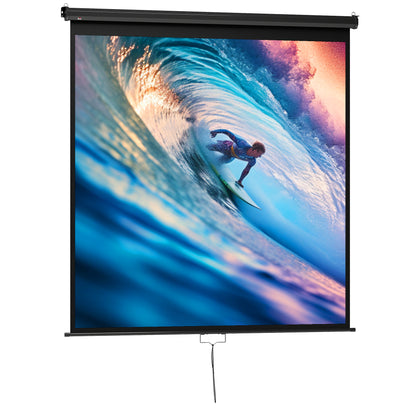 99-inch Projection Screen, Projector Screen, Home Cinema, 1:1 4K HD, Wall or Ceiling Mount, 189 x 7 x 182 cm, Black