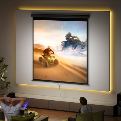 99-inch Projection Screen, Projector Screen, Home Cinema, 1:1 4K HD, Wall or Ceiling Mount, 189 x 7 x 182 cm, Black
