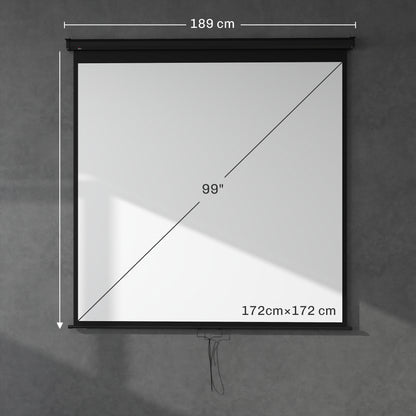 99-inch Projection Screen, Projector Screen, Home Cinema, 1:1 4K HD, Wall or Ceiling Mount, 189 x 7 x 182 cm, Black
