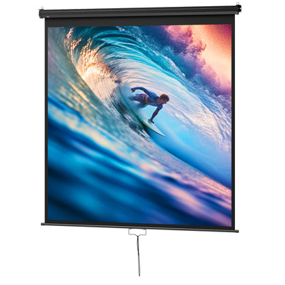 99-inch Projection Screen, Projector Screen, Home Cinema, 1:1 4K HD, Wall or Ceiling Mount, 189 x 7 x 182 cm, Black