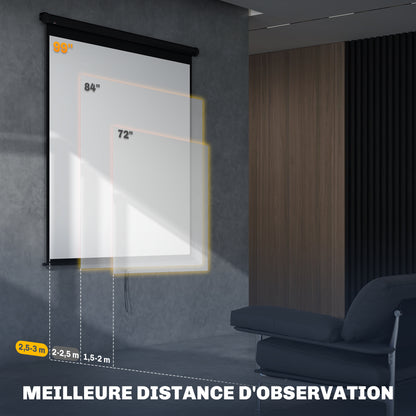 99-inch Projection Screen, Projector Screen, Home Cinema, 1:1 4K HD, Wall or Ceiling Mount, 189 x 7 x 182 cm, Black