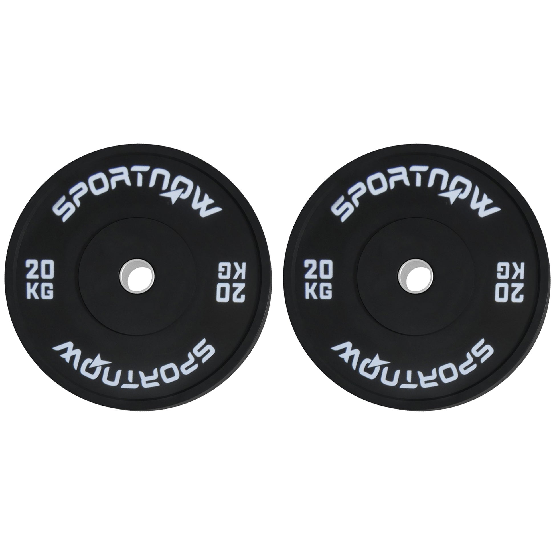 SPORTNOW Set of 2 20 kg Gym Plates, Plates for Barbell and Dumbbells with Ø5 cm Attachment for Home and Gym Workout, Black