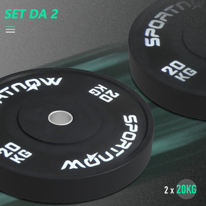 SPORTNOW Set of 2 20 kg Gym Plates, Plates for Barbell and Dumbbells with Ø5 cm Attachment for Home and Gym Workout, Black