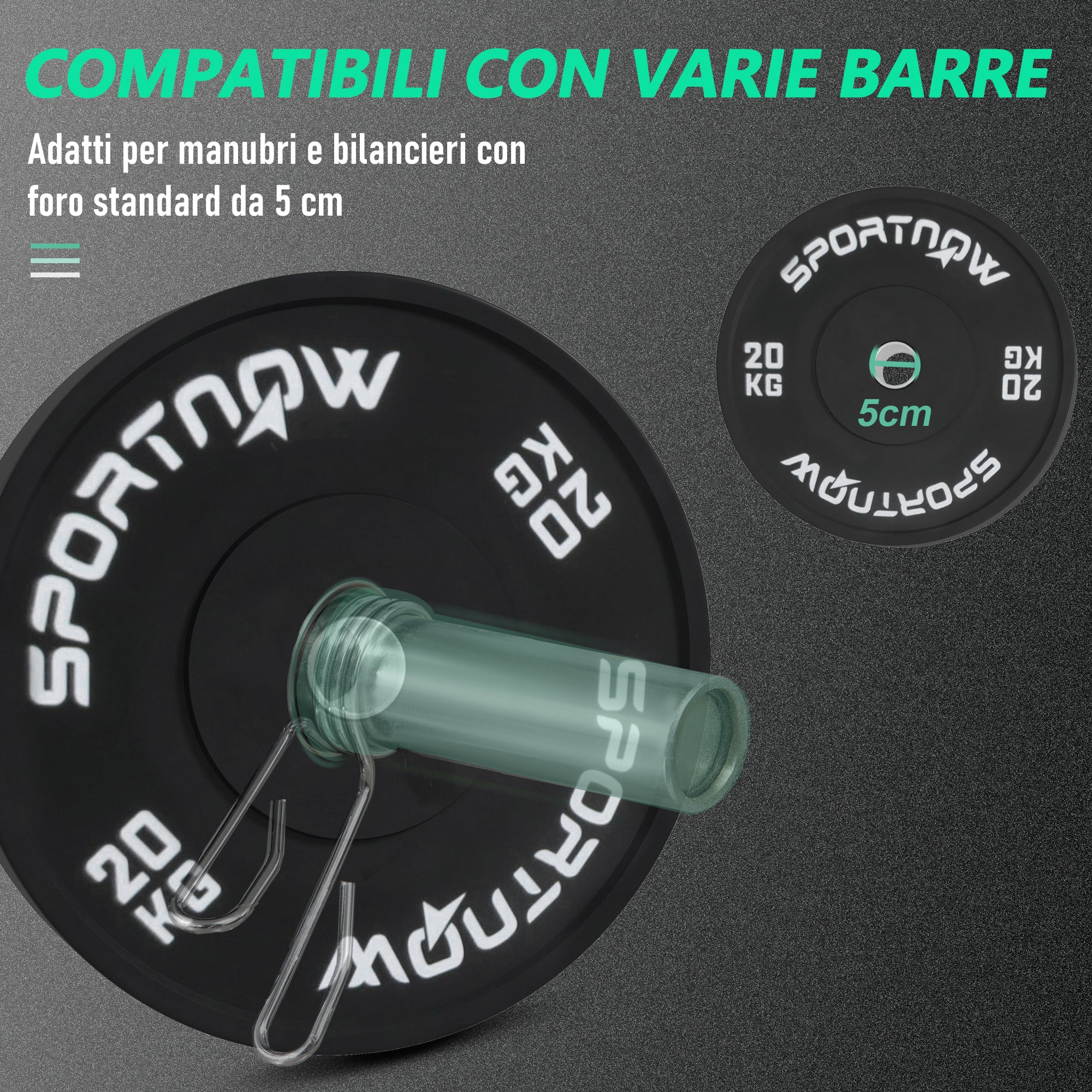 SPORTNOW Set of 2 20 kg Gym Plates, Plates for Barbell and Dumbbells with Ø5 cm Attachment for Home and Gym Workout, Black