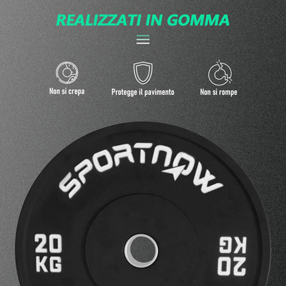 SPORTNOW Set of 2 20 kg Gym Plates, Plates for Barbell and Dumbbells with Ø5 cm Attachment for Home and Gym Workout, Black