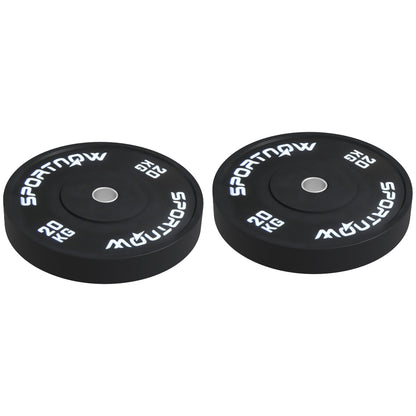 SPORTNOW Set of 2 20 kg Gym Plates, Plates for Barbell and Dumbbells with Ø5 cm Attachment for Home and Gym Workout, Black