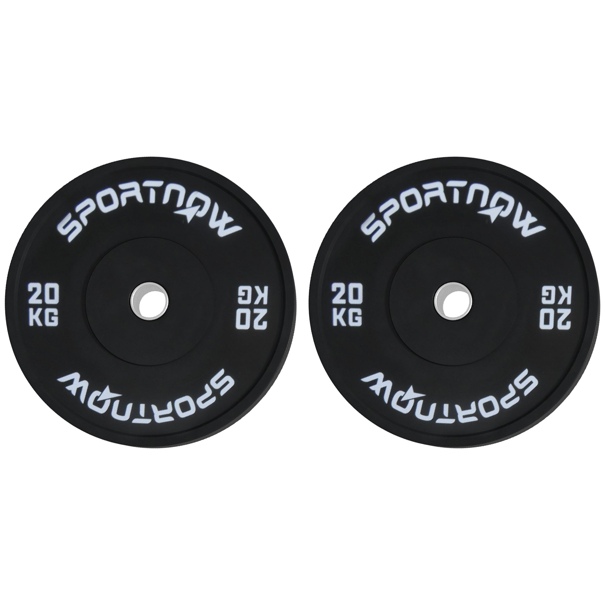 SPORTNOW Set of 2 20 kg Gym Plates, Plates for Barbell and Dumbbells with Ø5 cm Attachment for Home and Gym Workout, Black