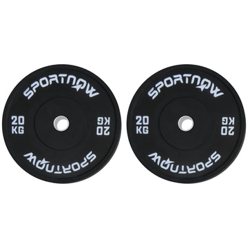 SPORTNOW Set of 2 20 kg Gym Plates, Plates for Barbell and Dumbbells with Ø5 cm Attachment for Home and Gym Workout, Black