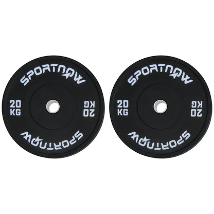 SPORTNOW Set of 2 20 kg Gym Plates, Plates for Barbell and Dumbbells with Ø5 cm Attachment for Home and Gym Workout, Black