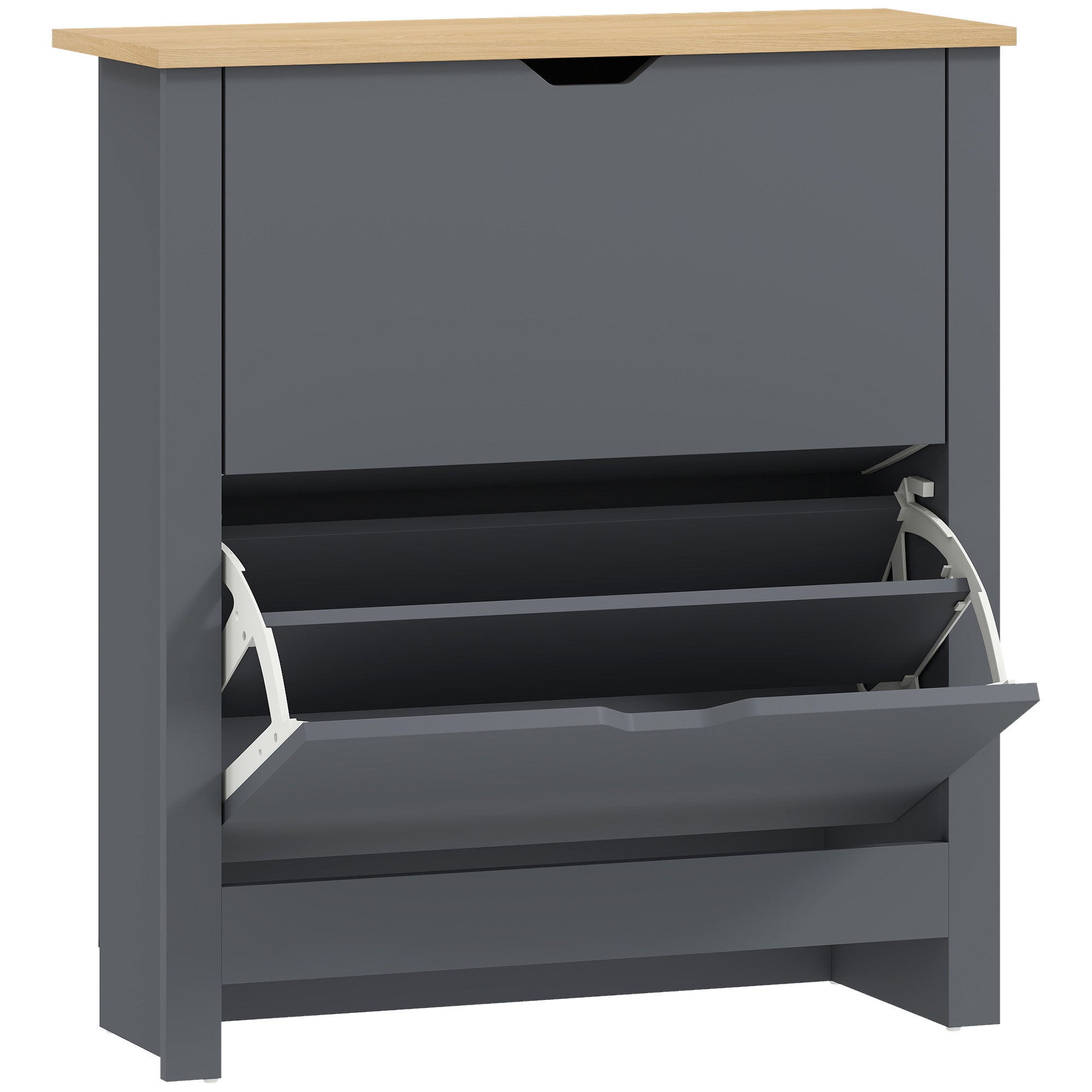 Shoe Cabinet with 2 Tilt-Out Compartments, Narrow Shoe Storage with Adjustable Divider, Holds up to 12 Pairs — 28.3 x 10.2 x 31.5 in (72 x 26 x 80 cm), Dark Gray