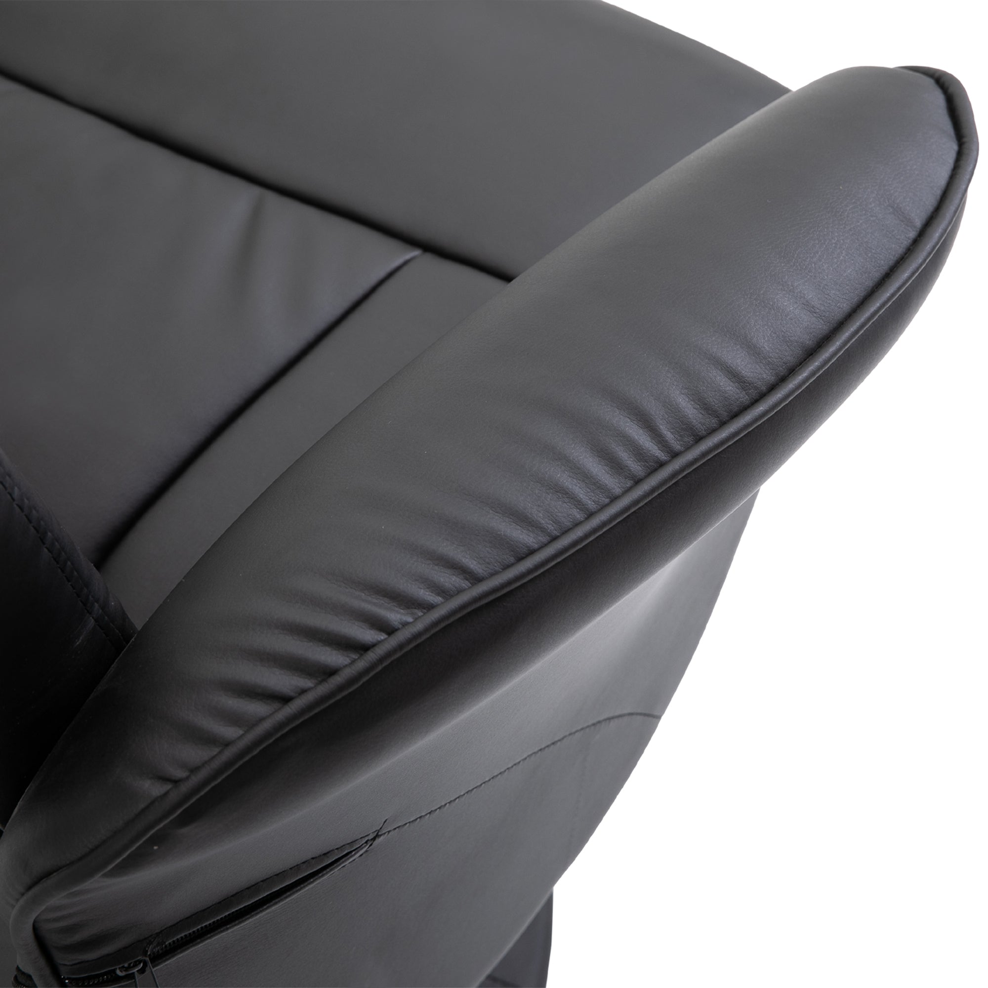 Living Room Chair with Ottoman Footrest Upholstered in PU Reclining Relax Chair up to 145° and 360° Swivel with Adjustable Back for Living Room Bedroom Office 76x81x101 cm Black