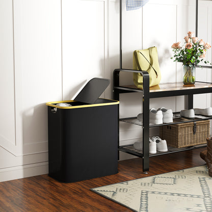 Double Folding Laundry Basket 80 L Dirty Laundry Hamper with Lid, Grooved Handles, Laundry Bin for Bathroom, Bedroom, Laundry Room, Black