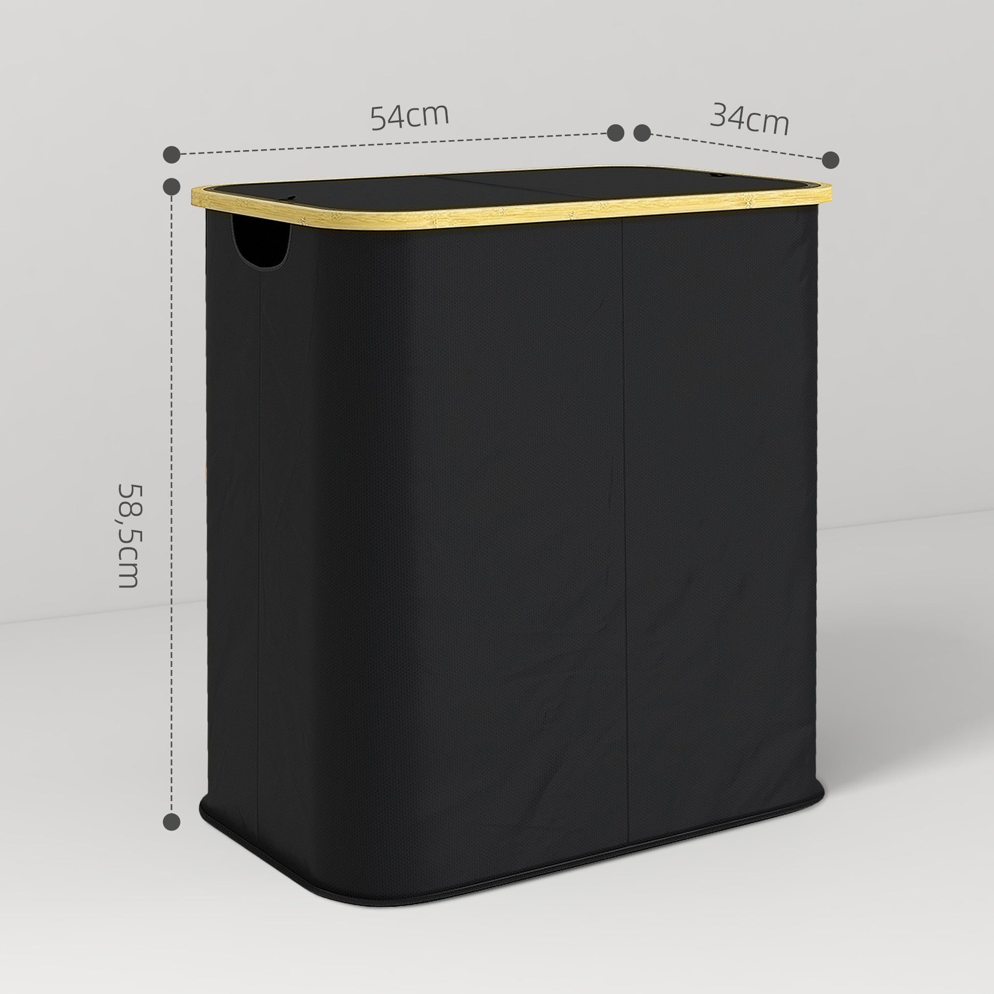 Double Folding Laundry Basket 80 L Dirty Laundry Hamper with Lid, Grooved Handles, Laundry Bin for Bathroom, Bedroom, Laundry Room, Black