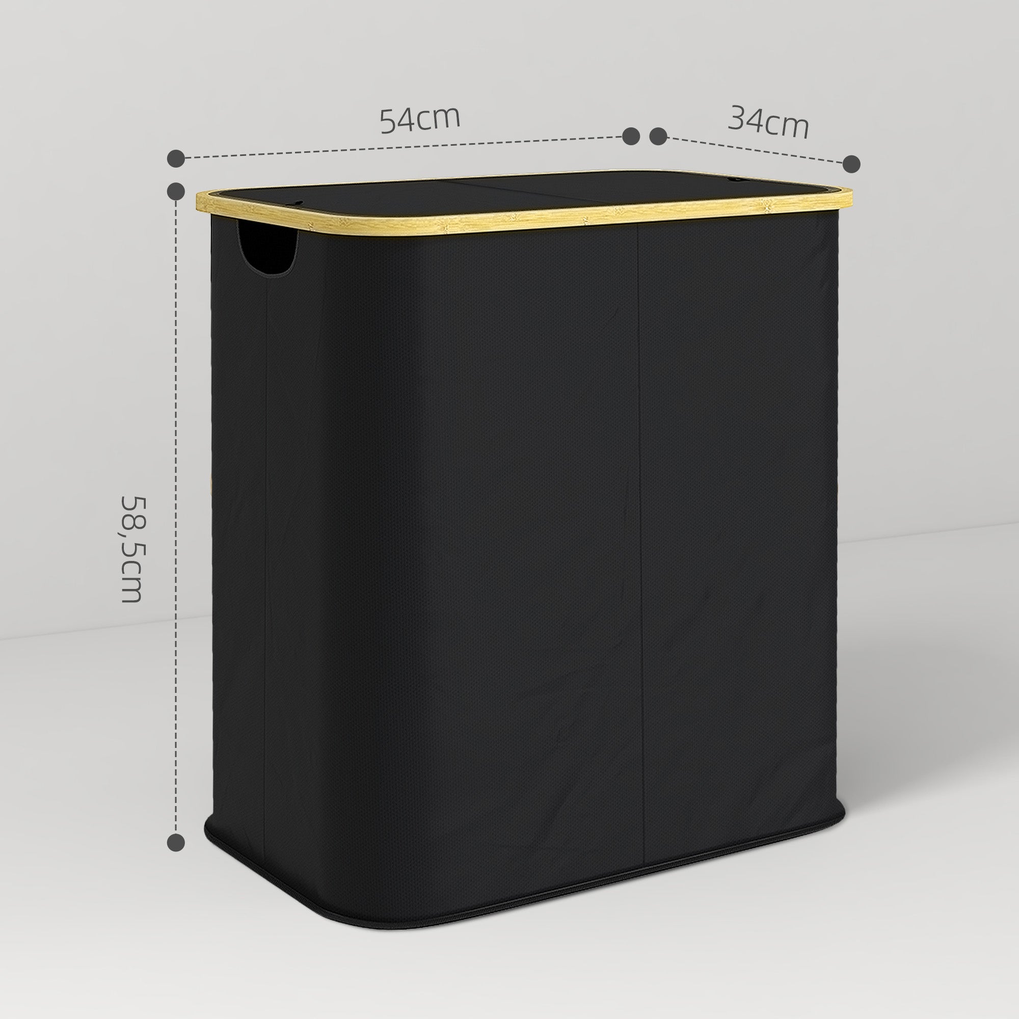 Double Folding Laundry Basket 80 L Dirty Laundry Hamper with Lid, Grooved Handles, Laundry Bin for Bathroom, Bedroom, Laundry Room, Black