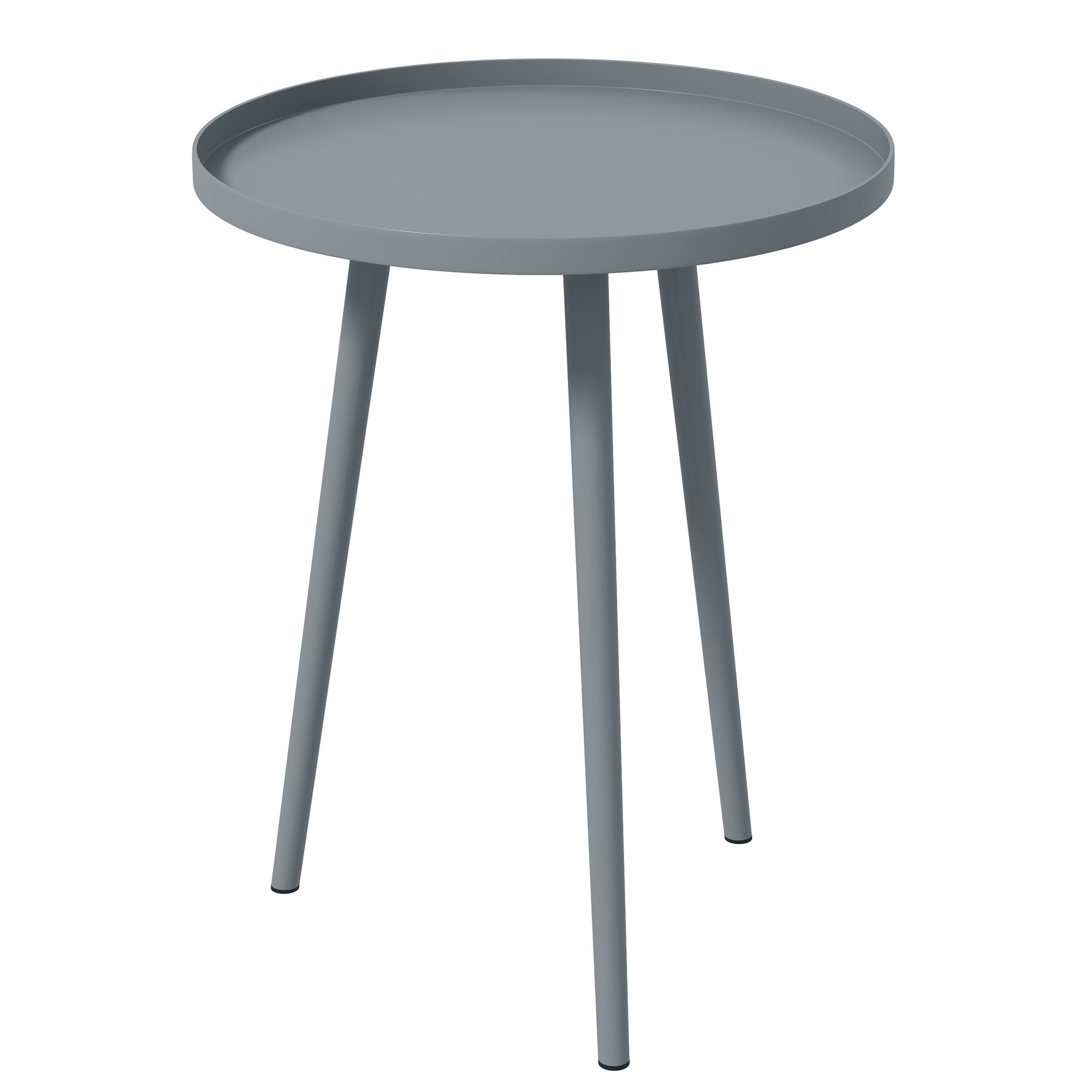 Round Garden Coffee Table, Outdoor Side Table with Rounded Steel Edge, dim. Ø40 x 50H cm gray