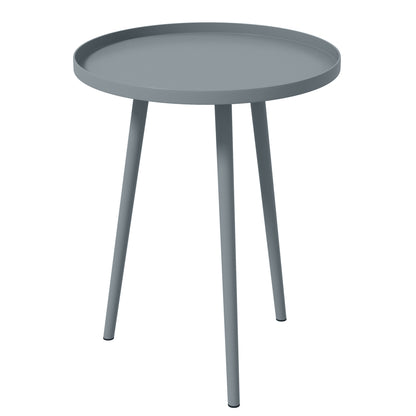 Round Garden Coffee Table, Outdoor Side Table with Rounded Steel Edge, dim. Ø40 x 50H cm gray