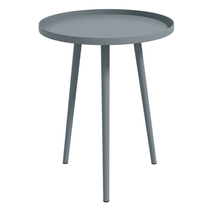 Round Garden Coffee Table, Outdoor Side Table with Rounded Steel Edge, dim. Ø40 x 50H cm gray