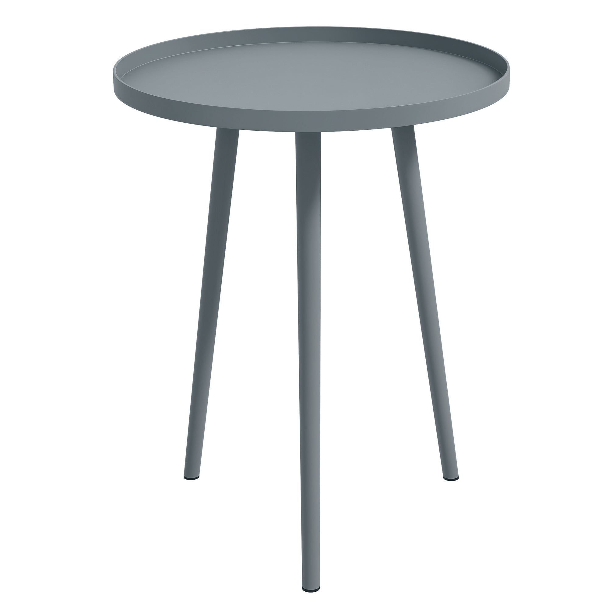 Round Garden Coffee Table, Outdoor Side Table with Rounded Steel Edge, dim. Ø40 x 50H cm gray