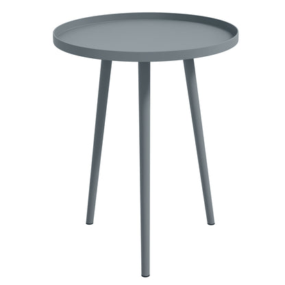 Round Garden Coffee Table, Outdoor Side Table with Rounded Steel Edge, dim. Ø40 x 50H cm gray