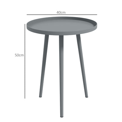 Round Garden Coffee Table, Outdoor Side Table with Rounded Steel Edge, dim. Ø40 x 50H cm gray