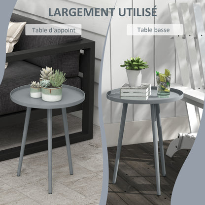 Round Garden Coffee Table, Outdoor Side Table with Rounded Steel Edge, dim. Ø40 x 50H cm gray