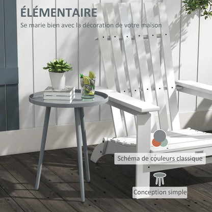 Round Garden Coffee Table, Outdoor Side Table with Rounded Steel Edge, dim. Ø40 x 50H cm gray