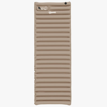 Camping Air Mattress, Inflatable Mattress with Foot Pump, Water-Resistant Air Bed with Carrying Bag, Sleeping Pad for Garden, Holds up to 120 kg, Khaki