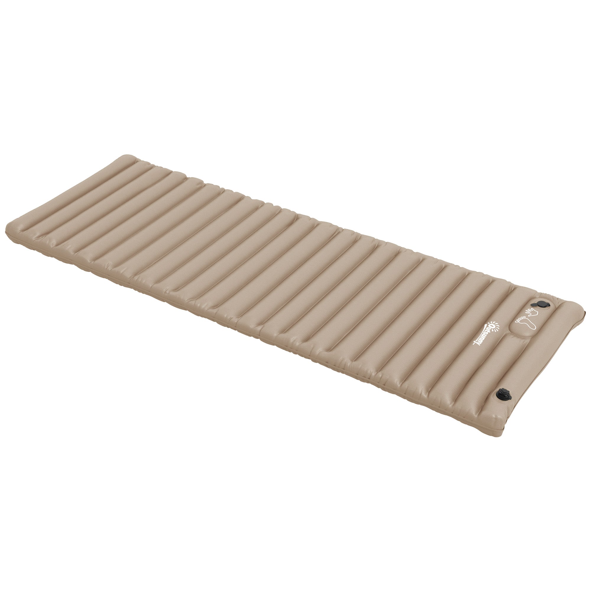 Camping Air Mattress, Inflatable Mattress with Foot Pump, Water-Resistant Air Bed with Carrying Bag, Sleeping Pad for Garden, Holds up to 120 kg, Khaki