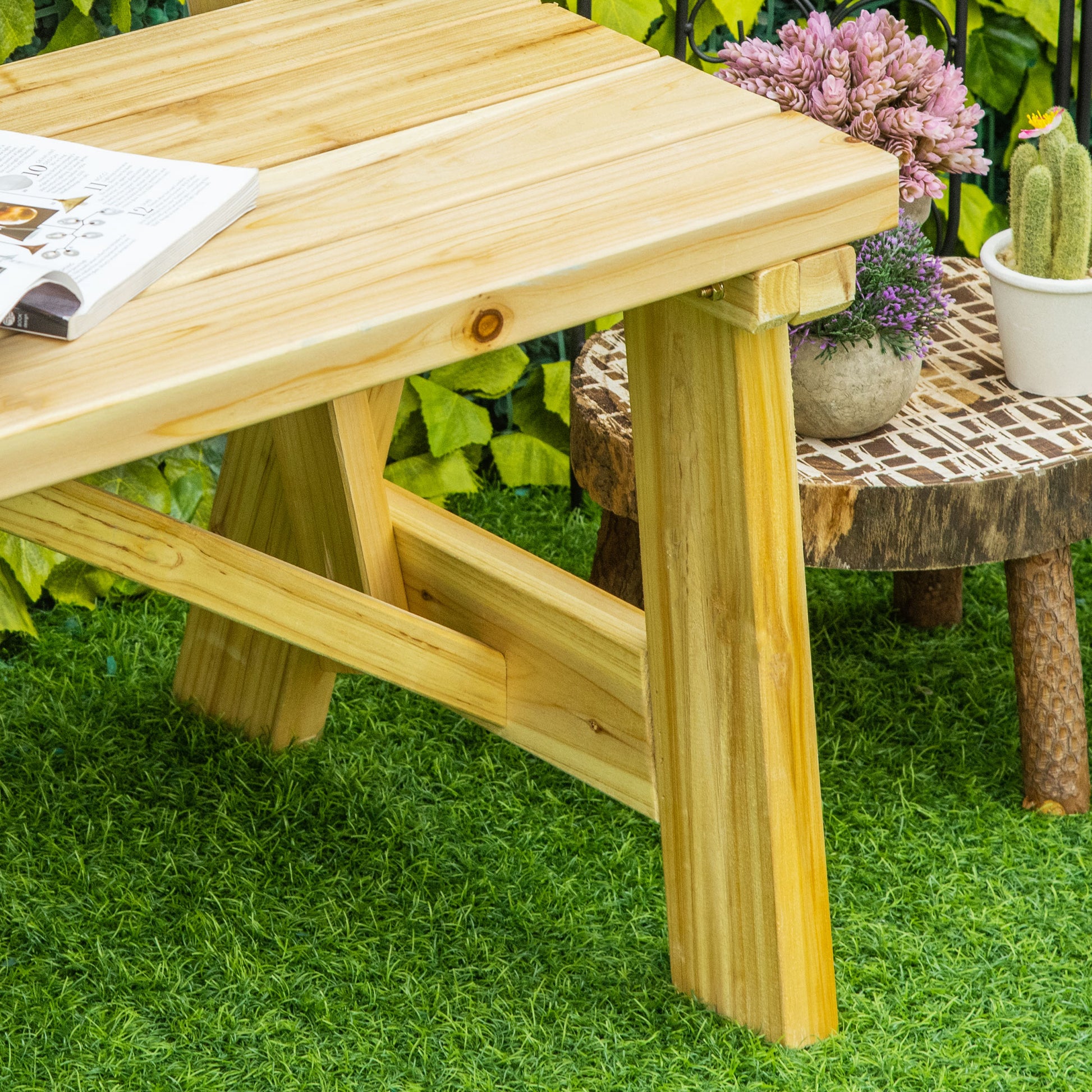 2-Seater Garden Bench Wood, Weatherproof Bench, UV-Resistant Garden Furniture with Backrests, Park Bench 220kg Load Capacity, Balcony Bench, Wooden Bench for Balcony Terrace, Garden, 116 x 56 x 80 cm, Natural