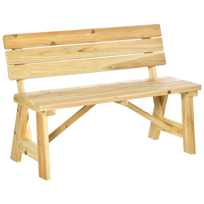 2-Seater Garden Bench Wood, Weatherproof Bench, UV-Resistant Garden Furniture with Backrests, Park Bench 220kg Load Capacity, Balcony Bench, Wooden Bench for Balcony Terrace, Garden, 116 x 56 x 80 cm, Natural