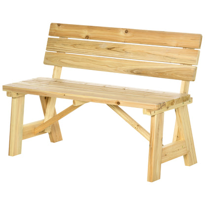 2-Seater Garden Bench Wood, Weatherproof Bench, UV-Resistant Garden Furniture with Backrests, Park Bench 220kg Load Capacity, Balcony Bench, Wooden Bench for Balcony Terrace, Garden, 116 x 56 x 80 cm, Natural