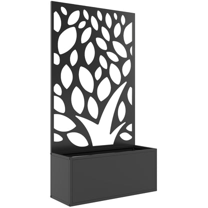 Elevated Metal Planter with Privacy Panel & Trellis, 61 x 23 x 113 cm (24 x 9.1 x 44.5 in)
