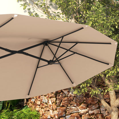 Double Tilt Garden Umbrella with 45° Tilt, Crank, and 3 Air Vents, Steel and Polyester Outdoor Umbrella, 295x152x222 cm, Coffee