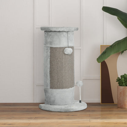 Corner Scratching Post, 58cm Sisal Scratching Pole, Cat Tree for Cats, Small Cat Scratching Post with Scratching Ball, Cat Furniture for Indoor, Gray