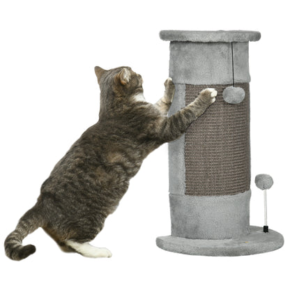 Corner Scratching Post, 58cm Sisal Scratching Pole, Cat Tree for Cats, Small Cat Scratching Post with Scratching Ball, Cat Furniture for Indoor, Gray