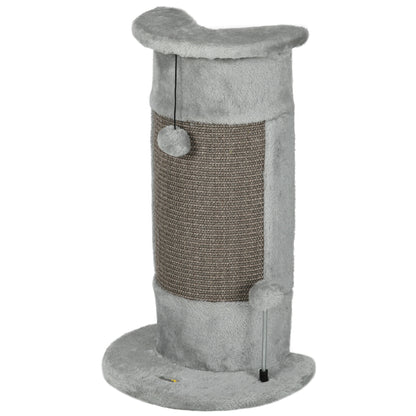 Corner Scratching Post, 58cm Sisal Scratching Pole, Cat Tree for Cats, Small Cat Scratching Post with Scratching Ball, Cat Furniture for Indoor, Gray